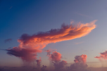 Fototapeta premium Beautiful colored cloudy evening sky. Abstract sky background.