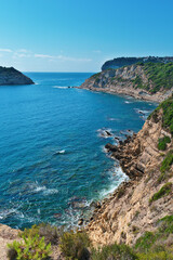 Landscape with cliffs on the coast of Moraira.