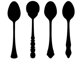 A set of beautiful spoons for lunch. Vector image.