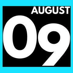 August 9 . Modern daily calendar icon .date ,day, month .calendar for the month of August