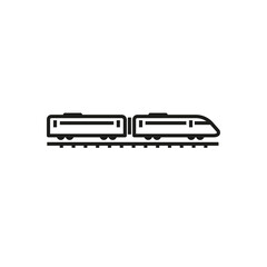 Electric train vector outline style black filled icon isolated on transparent background
