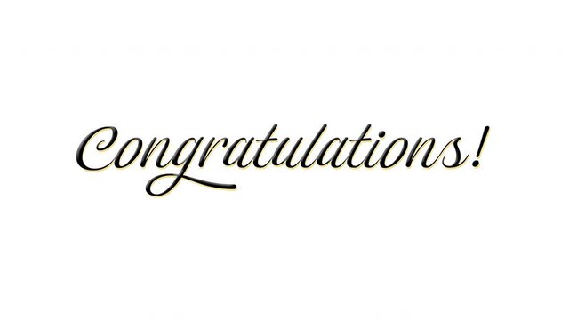 Congratulations Greeting Sign Animation on White Background and Green Screen