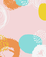 Pastel Grange Brush Vector Collage Background. Beauty and Fashion Company Branding Design Style. Creative Business Concept Soft Color for Social Media