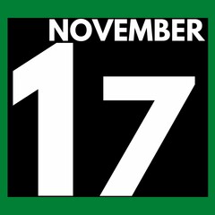 Fototapeta premium November 17 . Modern daily calendar icon .date ,day, month .calendar for the month of November