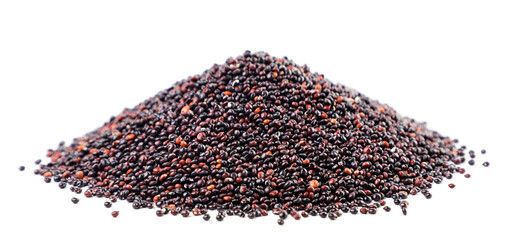 Heap of black quinoa on a white background. Isolated