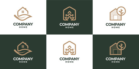 Set of home nature combination logo design