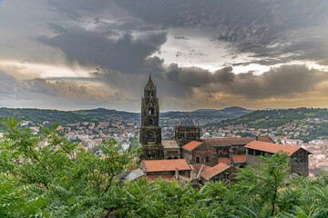 Le Puy-en-Velay, Haute-Loire, Auvergne, Massif Central, France : The Cathedral and the city