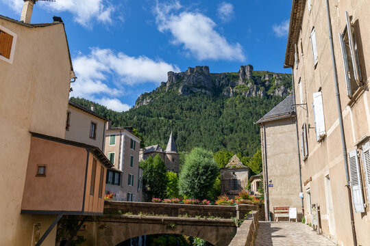 Village of Florac-Trois-Rivi&egrave;res, Loz&egrave;re, Massif Central, France