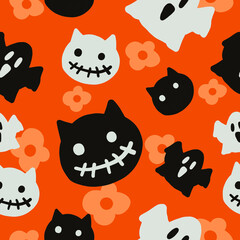 halloween pattern cat ghost graphic seamless © meen