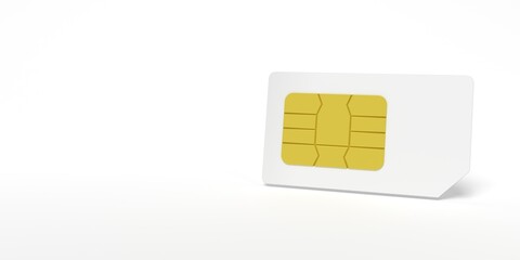 Sim card mobile phone chip, Mobile communication technology, 3d rendering.