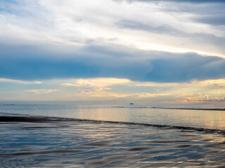 Seascape view in sunrise morning light