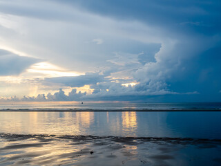 Seascape view in sunrise morning light