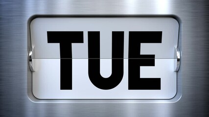 Days of a week flip calendar - from Sunday to Saturday, seamless loop - 3D 4k animation (3840x2160 px).