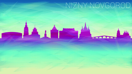 Nizhny Novgorod Russia Skyline City Vector Silhouette. Broken Glass Abstract Geometric Dynamic Textured. Banner Background. Colorful Shape Composition.