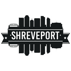 Shreveport Louisiana Skyline. Banner Vector Design Silhouette Art. Cityscape Travel Monuments.