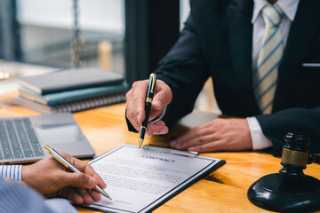 Businessman and Male lawyer or judge consult having team meeting with client, Law and Legal...