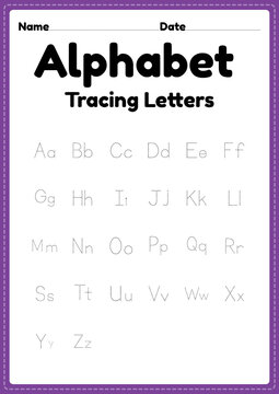 Alphabet letter tracing worksheet for kindergarten and preschool kids for handwriting practice and educational activities in a printable page.