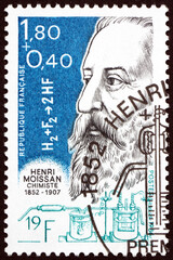 Postage stamp France 1986 Henri Moissan, French chemist