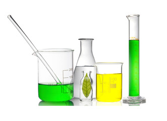 Chemical Glassware For Scientific Background. Concept of Science and research development.	