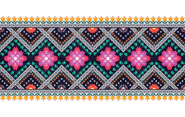 Geometric floral ethnic patterns. Aztec fabric carpet mandala ornament boho chevron textile decoration wallpaper. Tribal turkey African traditional embroidery oriental vector illustrations background 