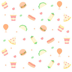 Fast food seamless pattern background. Vector illustration