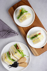 Sandwiches telur mayo or sandwiches egg mayo with lettuce.