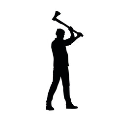  Silhouette Of Lumberjack With Ax