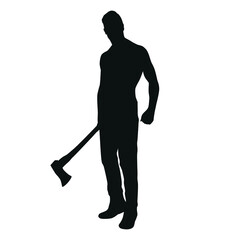  Silhouette Of Lumberjack With Ax