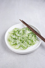 Salad Timun Jepang. Japanese cucumber salad with sesame seed or sunomono.