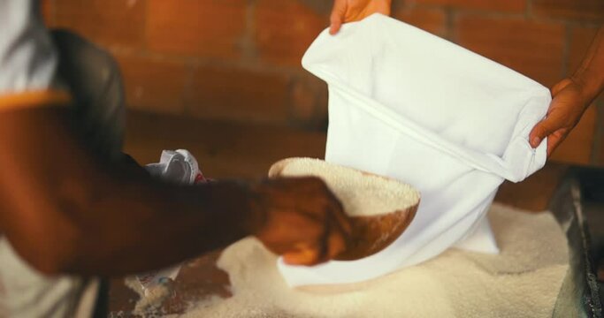 Making manioc flour. "Serras Gerais" in the state of Tocantins in Brazil