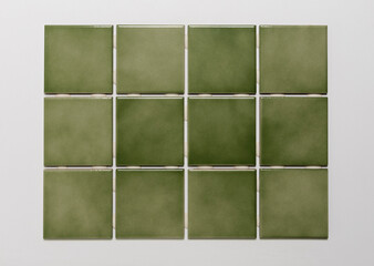 Group of simple green tiles, isolated