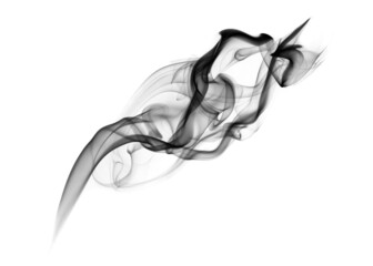 Cloud of black smoke on white