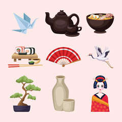 nine japan country icons