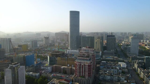 Aerial photography of the skyline of downtown Xuzhou