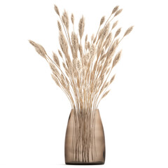 Fototapeta premium bouquet of dried flowers in a vase with white reeds on a white background
