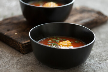American-style corn and tomato soup