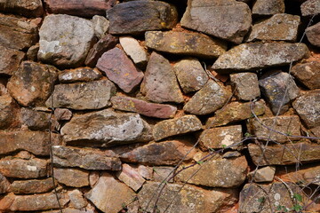 Old rock wall construction in a house