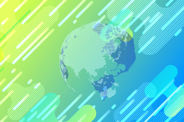 緑色と青のグラデーションデジタル背景と地球