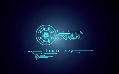 Obraz premium login key symbol icon in a computer binary code background