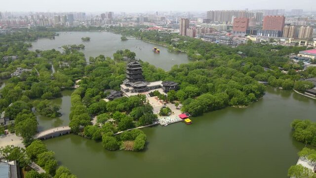 Aerial photography of Jinan city scenery in China