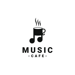 Cup logo with musical notes design for restaurant or cafe bar logo design vector