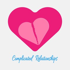 Heart and broken heart. Complicated relationship icon symbol.