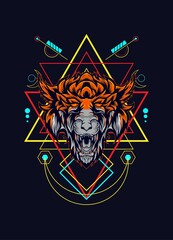 wolf head with sacred geometry. eps10 vector