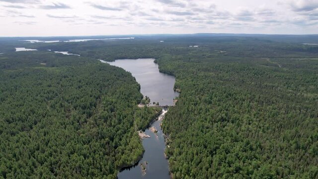 Aerial of river rapids