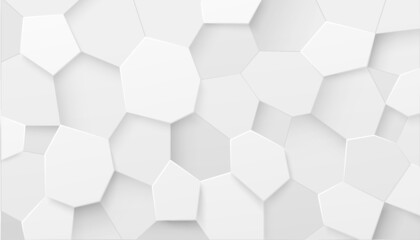 Abstract white and gray voronoi blocks 3d background. Modern elegant style polygonal shapes elements. Clean simple geometric shapes texture concept. Vector illustration
