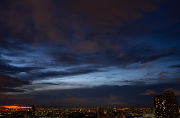 Evening sky and clouds during sunset in Bangkok, Thailand