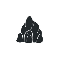 Stone Rock Icon Silhouette Illustration. Mountain Vector Graphic Pictogram Symbol Clip Art. Doodle Sketch Black Sign.