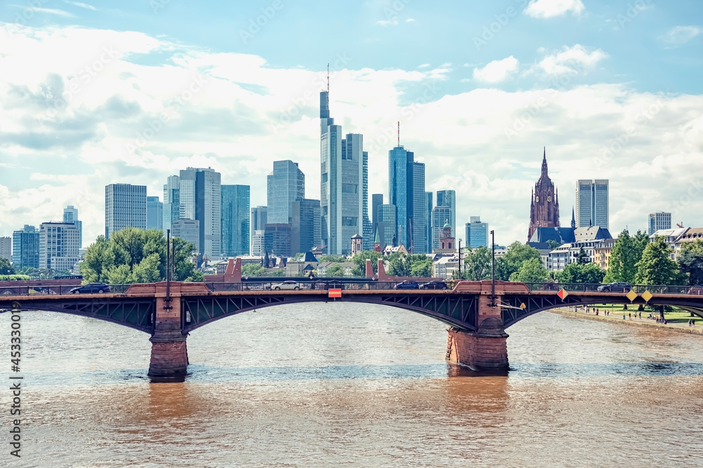 Wall mural the business district in frankfurt, germany