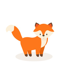 This is a cute fox on a white background.