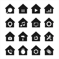 collection of house icon shapes with various combinations. premium vectors.